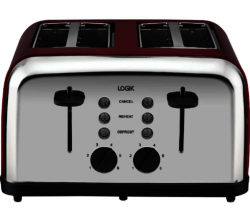 LOGIK  L04TR14 4-Slice Toaster - Silver & Red